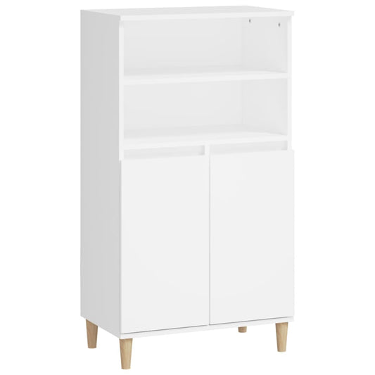 vidaXL Highboard | White | Engineered Wood, Solid Eucalyptus Wood | 110 cm High