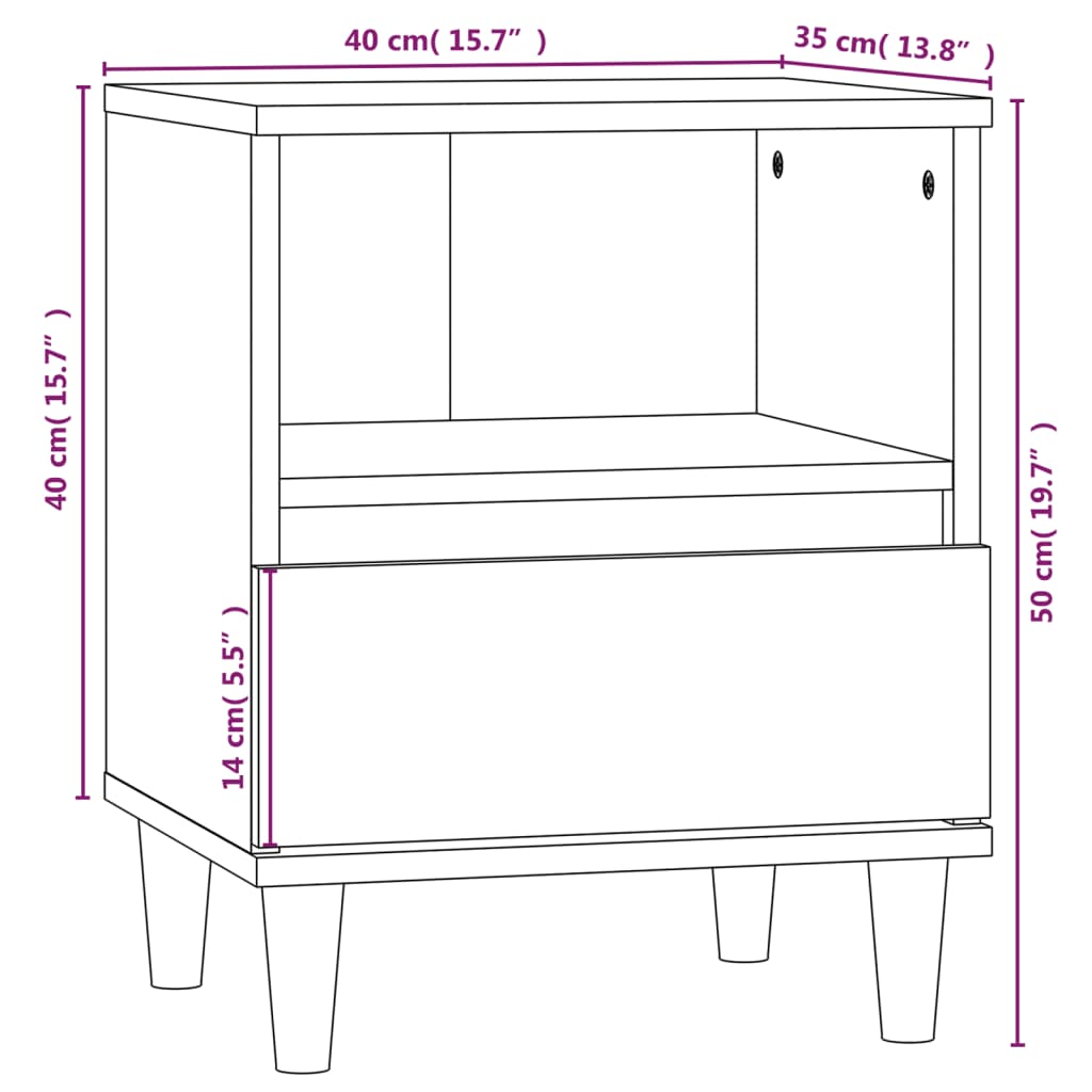 vidaXL Bedside Cabinet Black 40x35x50 cm