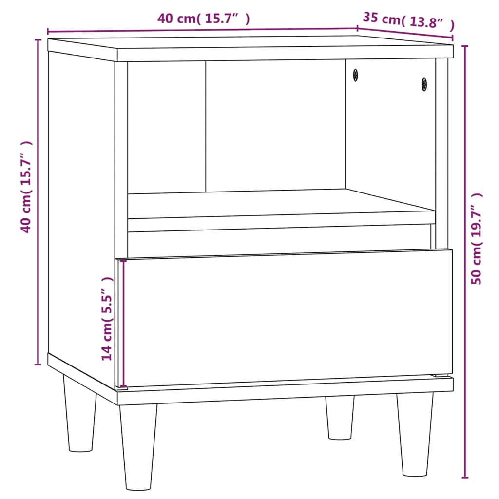 vidaXL Bedside Cabinets 2 pcs Smoked Oak 40x35x50 cm