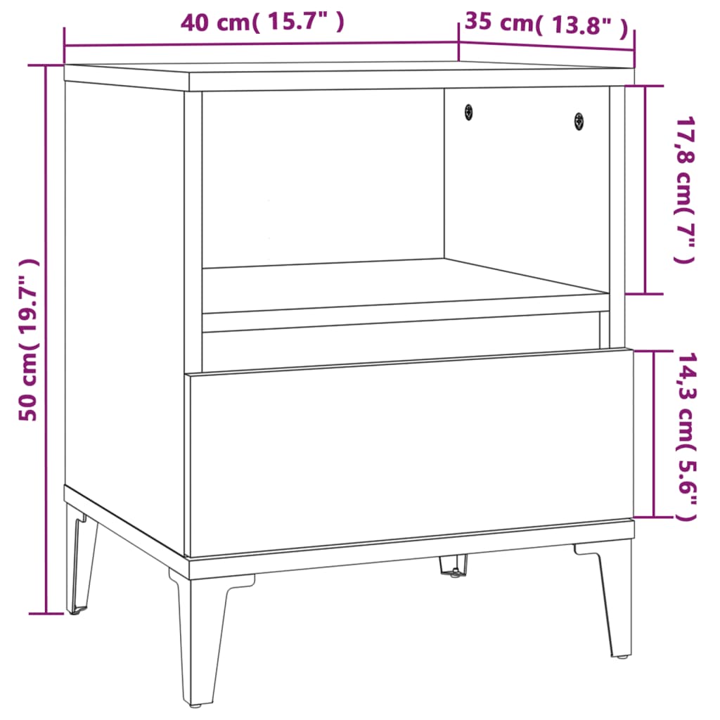 vidaXL Bedside Cabinets 2 pcs White 40x35x50 cm