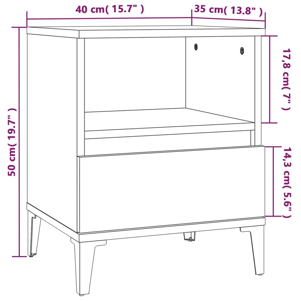 vidaXL Bedside Cabinets 2 pcs Grey Sonoma 40x35x50 cm