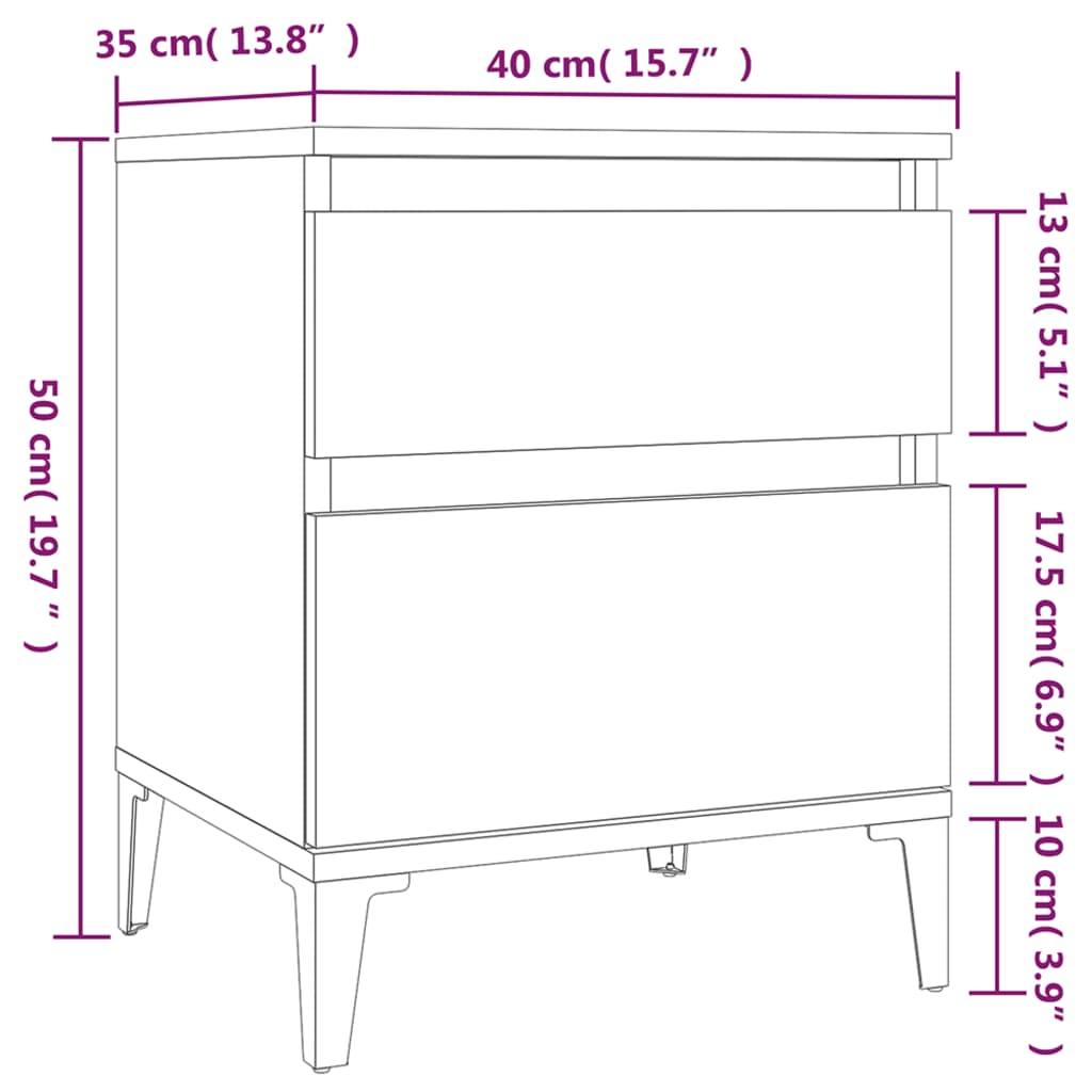 vidaXL Bedside Cabinet Smoked Oak 40x35x50 cm