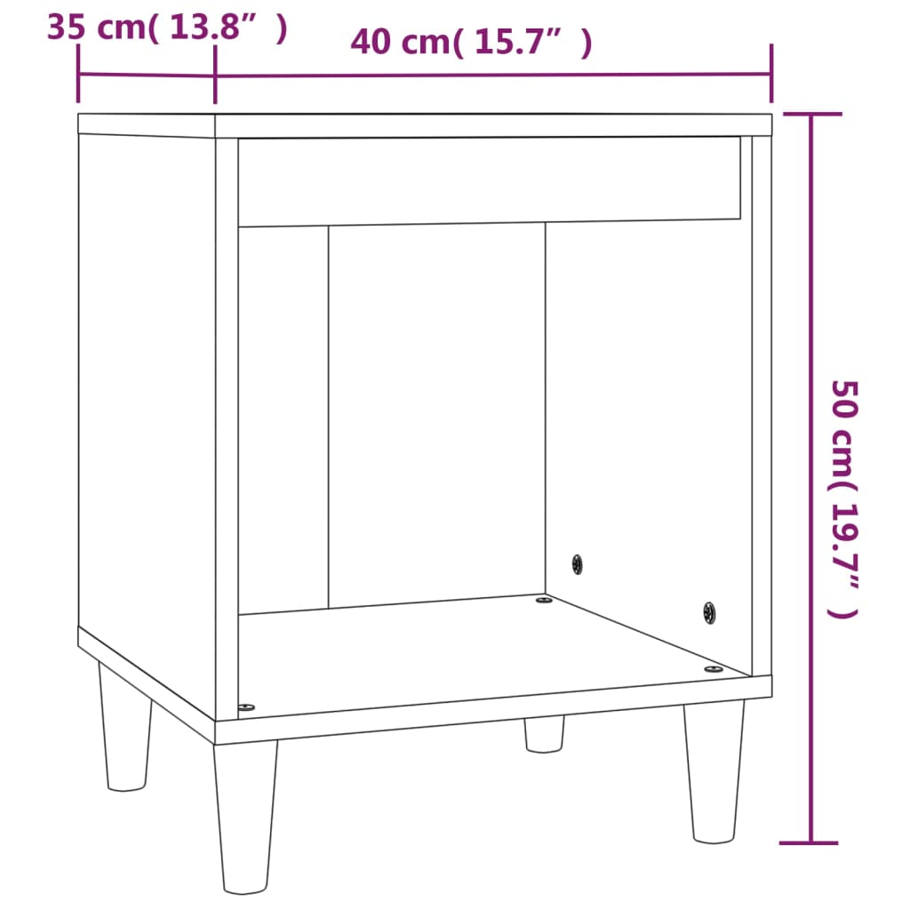 vidaXL Bedside Cabinet High Gloss White 40x35x50 cm Engineered Wood