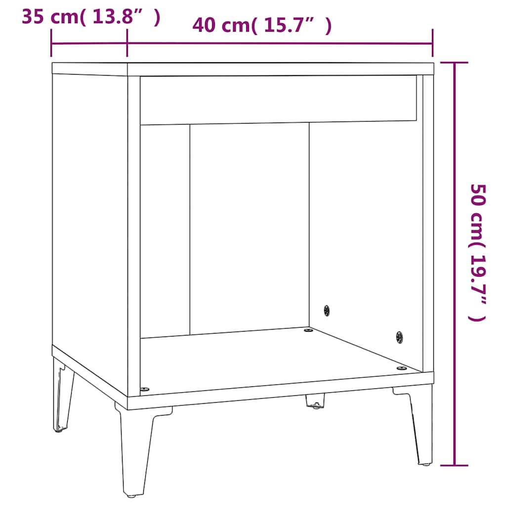vidaXL Bedside Cabinet Black 40x35x50 cm