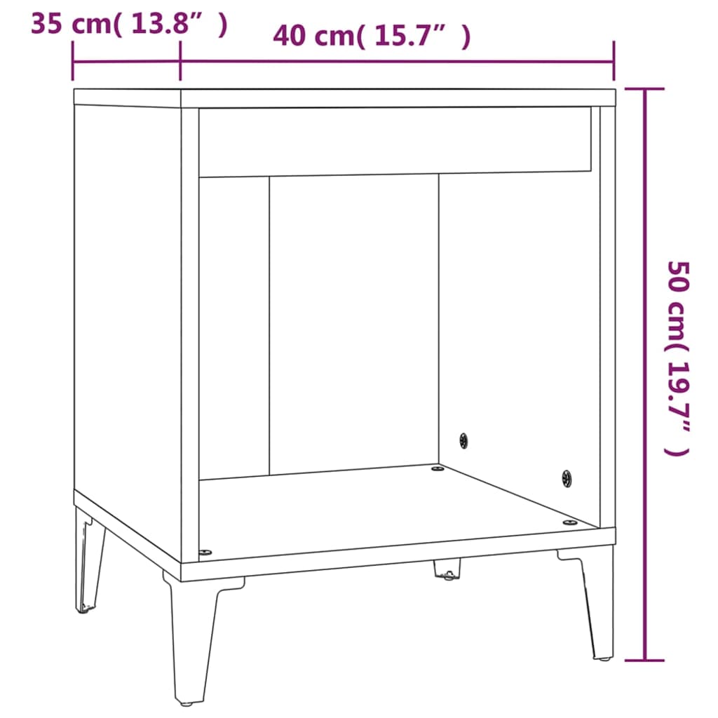 vidaXL Bedside Cabinets 2 pcs Concrete Grey 40x35x50 cm