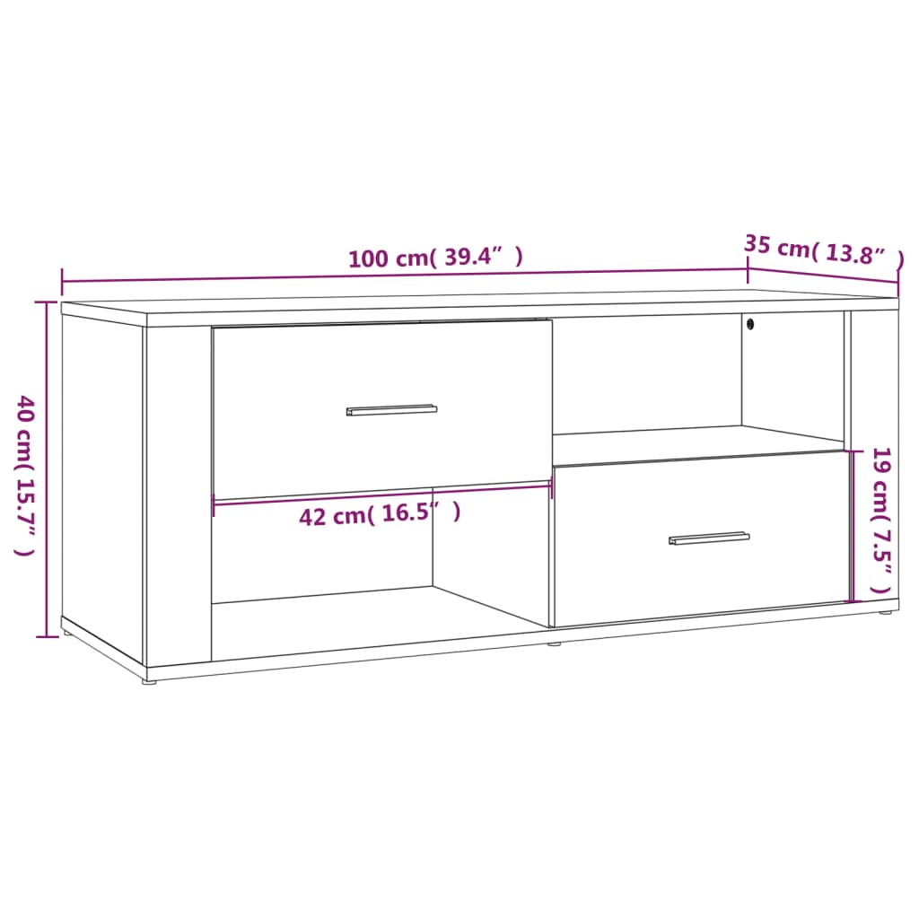 vidaXL TV Cabinet Brown Oak 100x35x40 cm Engineered Wood