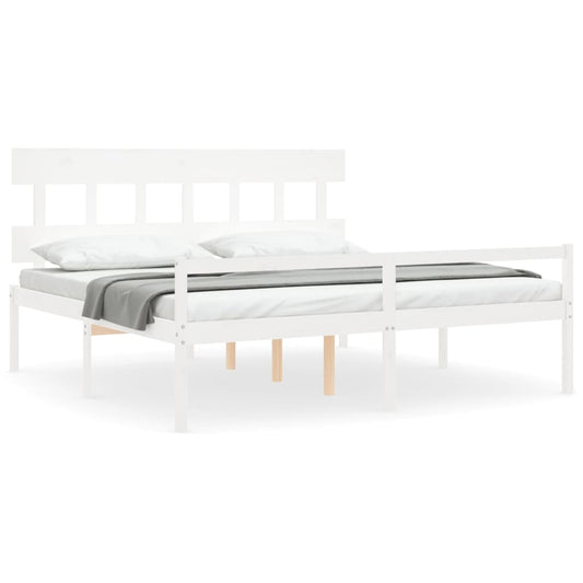 vidaXL Senior Bed without Mattress White Super King Size Solid Wood