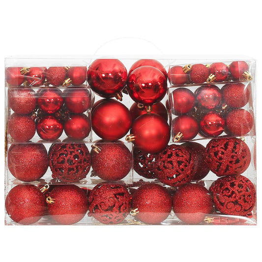 vidaXL 111 Piece Christmas Bauble Set Red Polystyrene