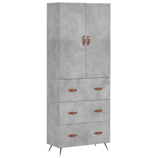 vidaXL Highboard Concrete Grey 69.5x34x180 cm Engineered Wood