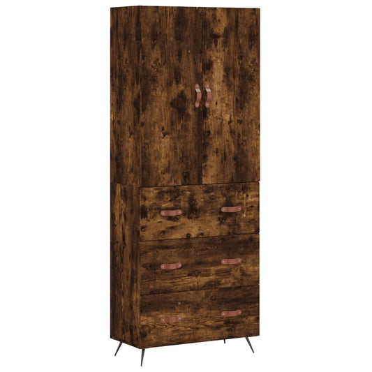 vidaXL Highboard Smoked Oak 69,5x34x180 cm Engineered Wood