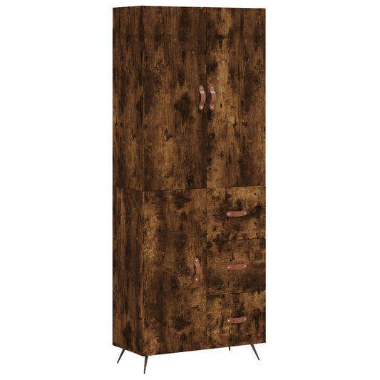 vidaXL Highboard Smoked Oak 69.5x34x180 cm Engineered Wood
