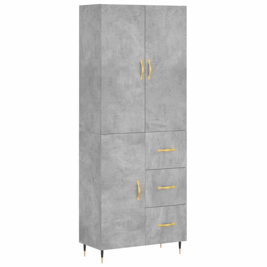 vidaXL Highboard Concrete Grey 69.5x34x180 cm Engineered Wood