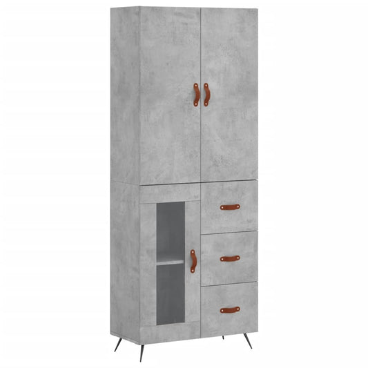vidaXL Highboard Concrete Grey 69,5x34x180 cm Engineered Wood