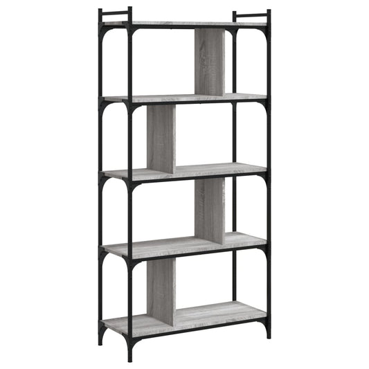 vidaXL Bookcase 5-Tier Grey Sonoma 76x32x158 cm Engineered Wood