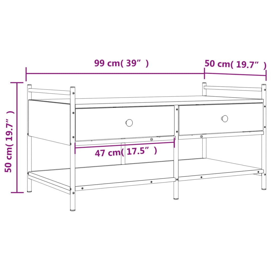 vidaXL Coffee Table Sonoma Oak 99x50x50 cm Engineered Wood