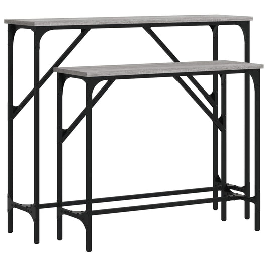 vidaXL Console Tables 2 pcs Grey Sonoma Engineered Wood