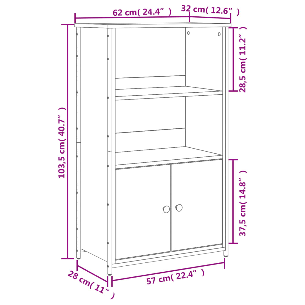 vidaXL Highboard Brown Oak 62x32x103.5 cm Engineered Wood