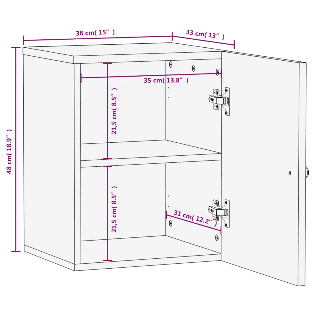 vidaXL Bathroom Wall Cabinet Black 38x33x48 cm Solid Wood Mango