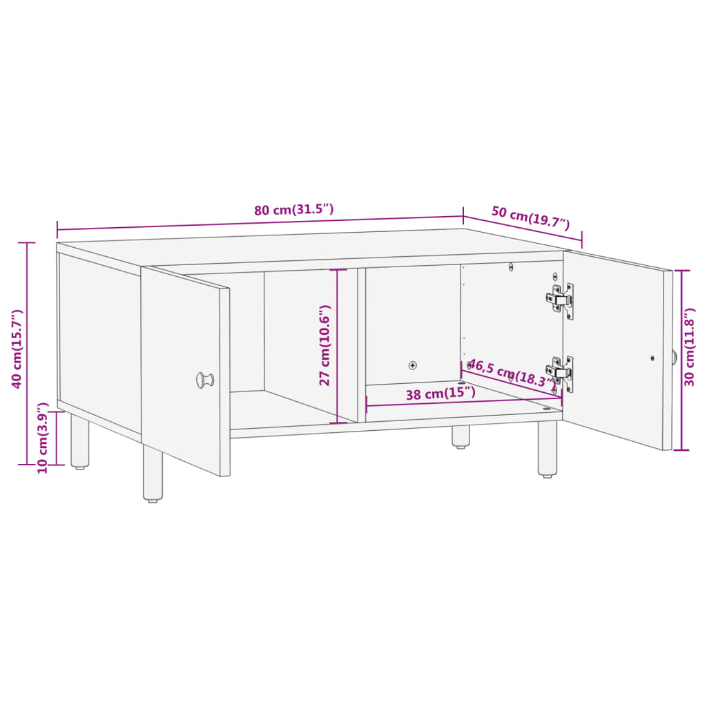 vidaXL Coffee Table 80x50x40 cm Solid Wood Mango