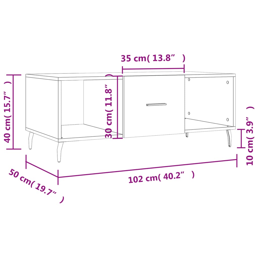 vidaXL Coffee Table Black 102x50x40 cm Engineered Wood