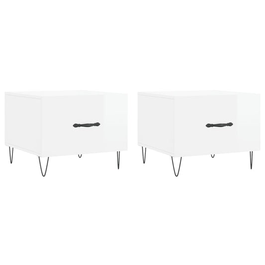 vidaXL Coffee Tables 2pcs High Gloss White 50x50x40 cm Engineered Wood