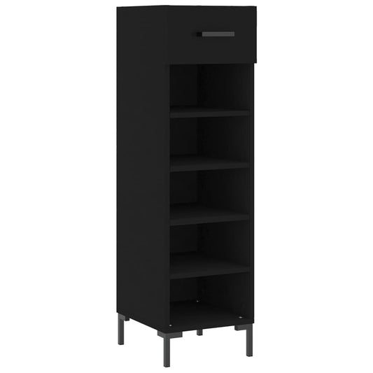 vidaXL Shoe Cabinet | Black | Engineered wood | 30 cm x 35 cm x 105 cm