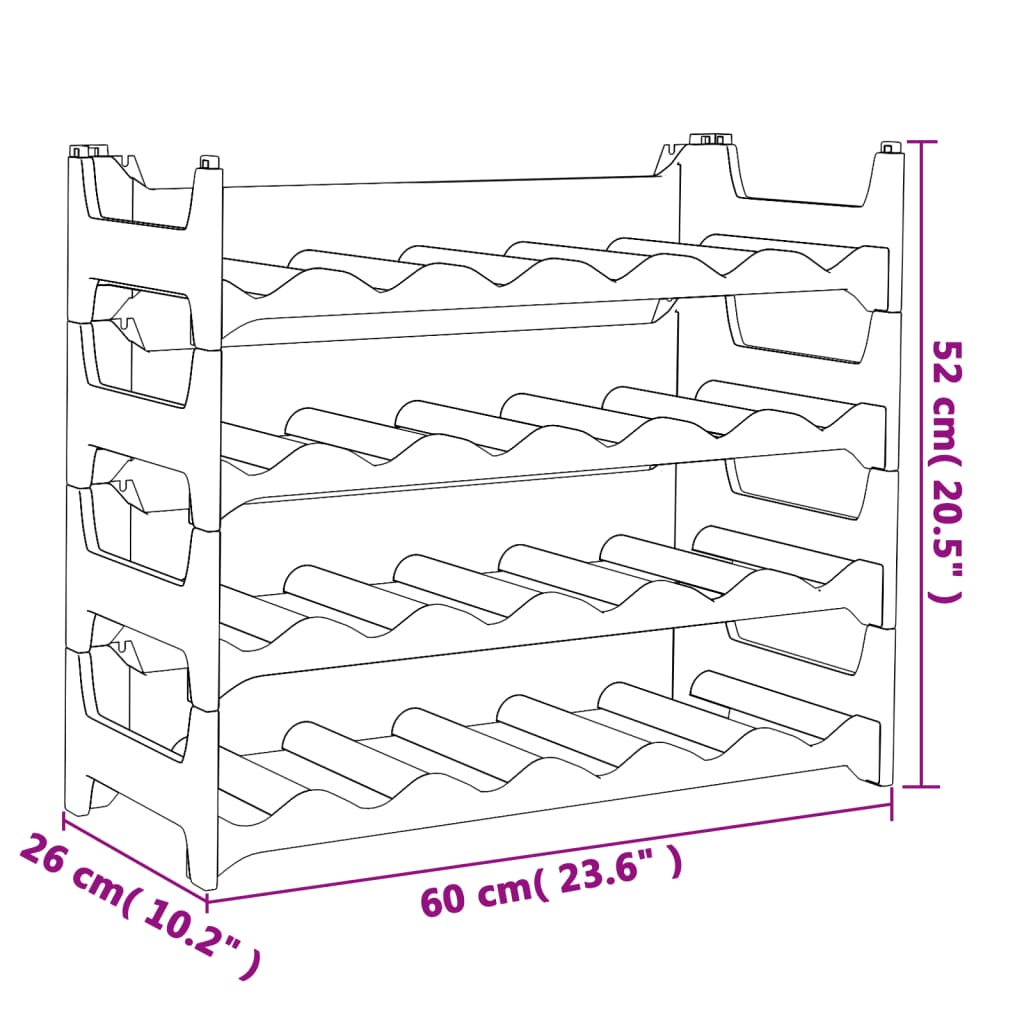 vidaXL Wine Rack for 24 Bottles PP Stackable