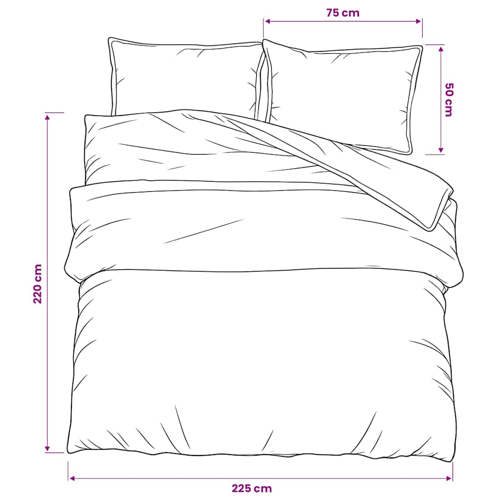 vidaXL Duvet Cover Set Light Grey 225x220 cm Cotton