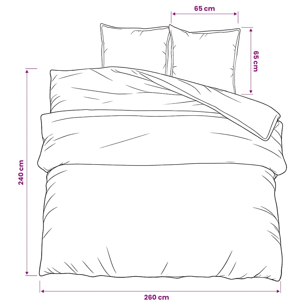 vidaXL Duvet Cover Set Grey and White 260x240 cm Cotton