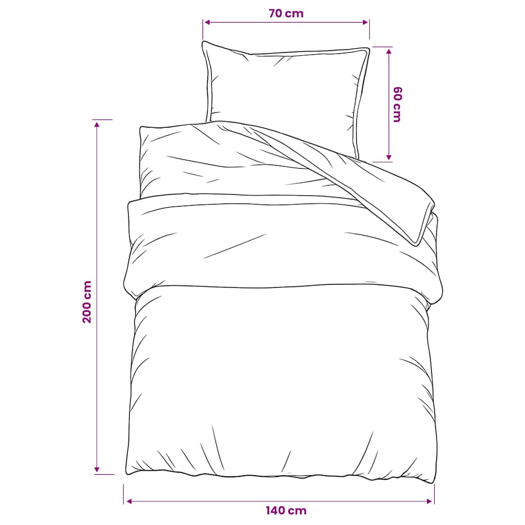 vidaXL Duvet Cover Set Dark Grey and Black 140x200 cm Cotton