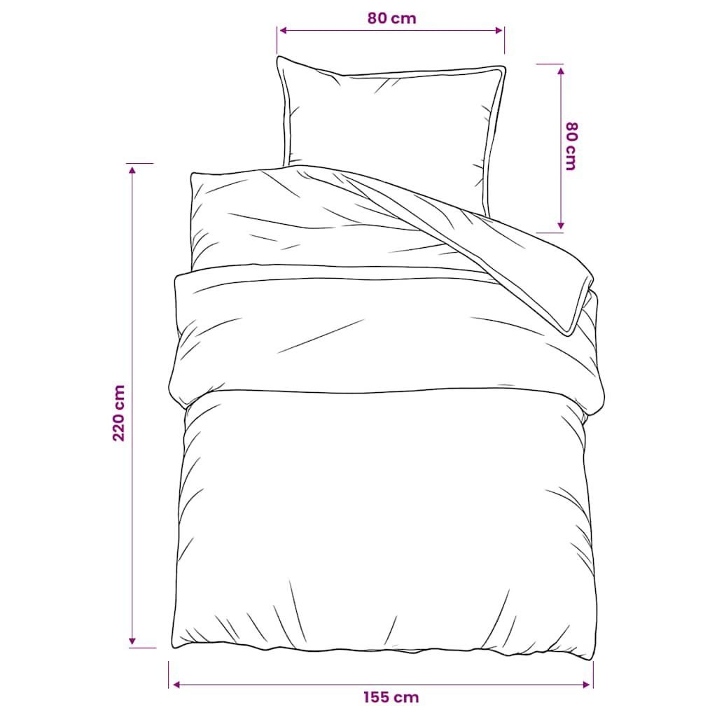 vidaXL Duvet Cover Set Dark Grey and Black 155x220 cm Cotton