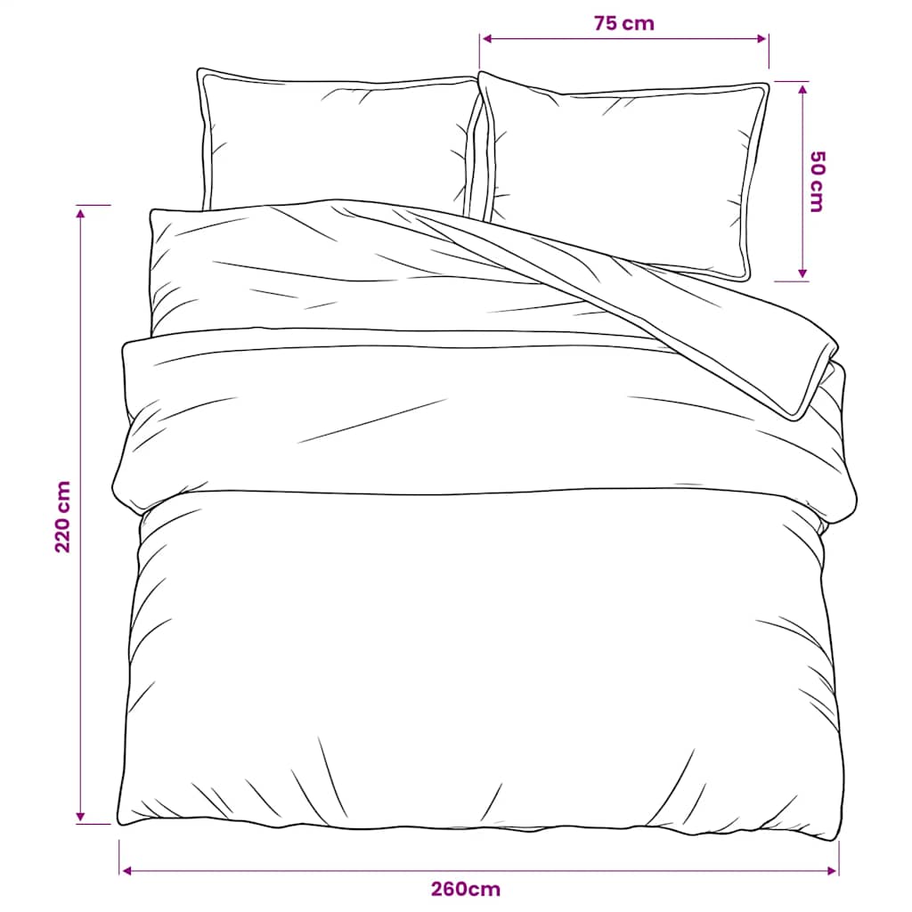 vidaXL Duvet Cover Set Dark Grey and Black 260x220 cm Cotton