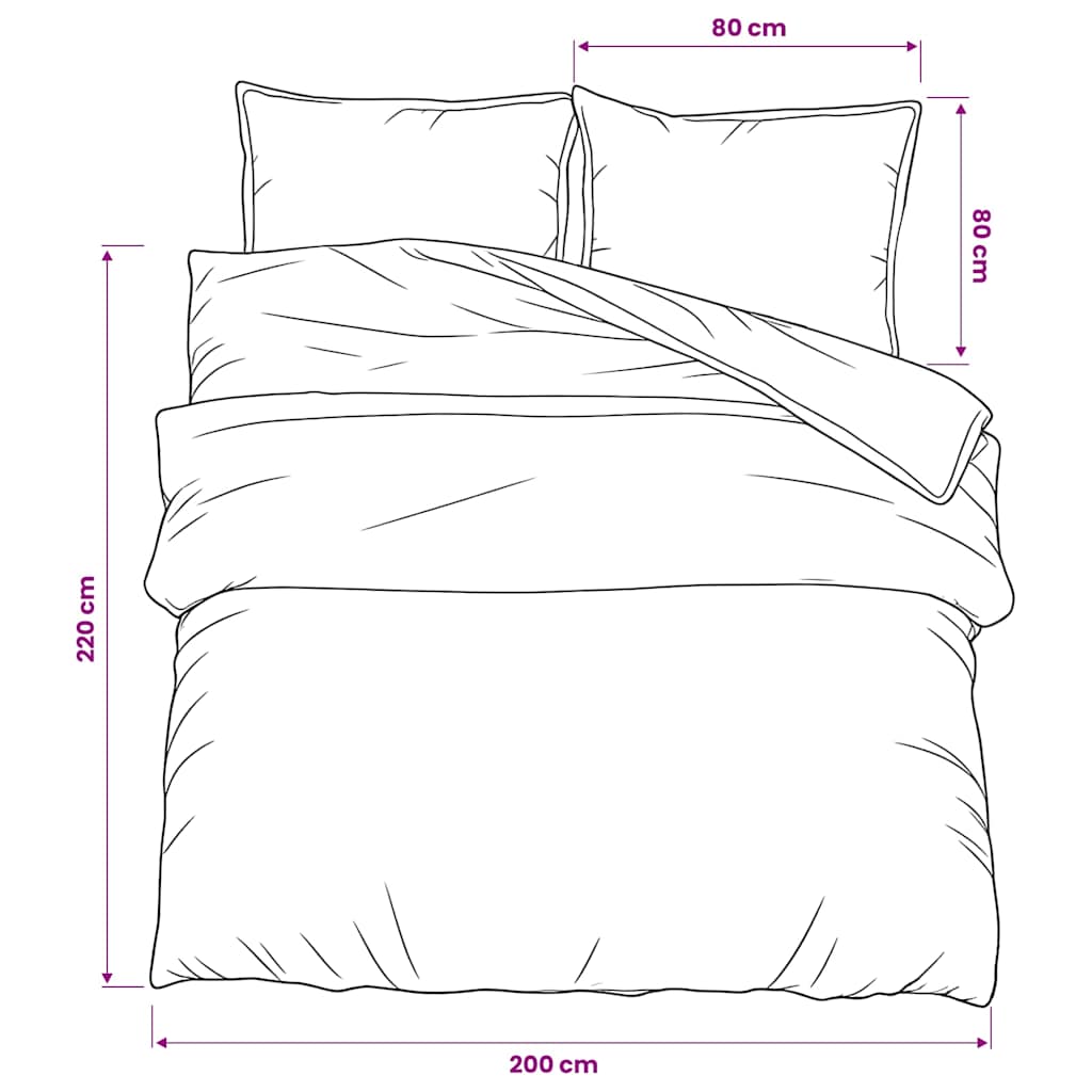 vidaXL Duvet Cover Set Black Stripes 200x220 cm Cotton