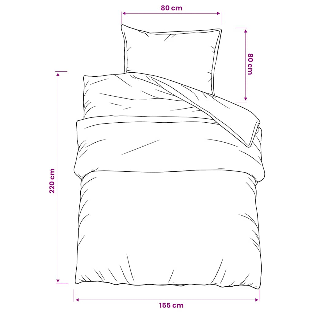 vidaXL Duvet Cover Set Black 155x220 cm Cotton