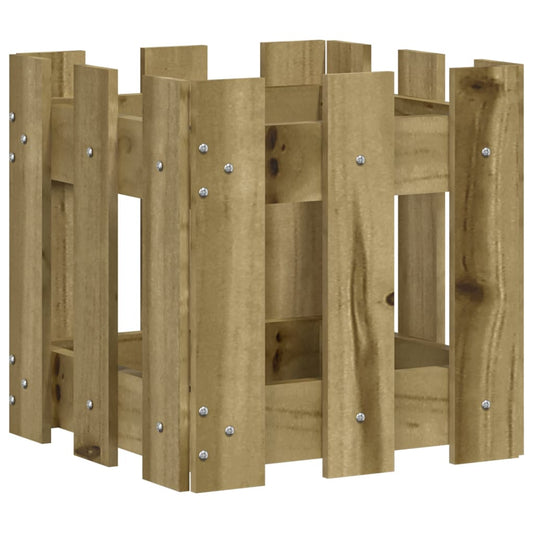 vidaXL Garden Planter with Fence Design 30x30x30 cm Impregnated Wood Pine