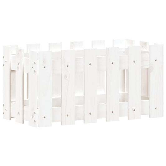 vidaXL Garden Planter with Fence Design White 60x30x30 cm Solid Wood Pine