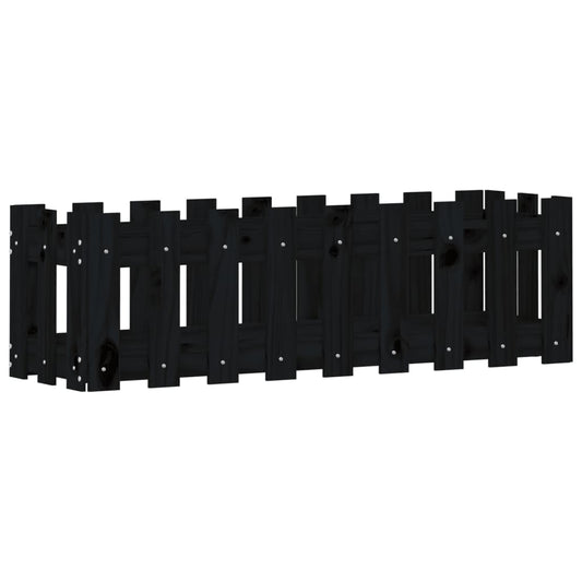 vidaXL Garden Raised Bed with Fence Design Black 100x30x30 cm Solid Wood Pine