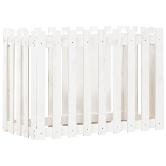 vidaXL Garden Raised Bed with Fence Design White 100x50x70 cm Solid Wood Pine