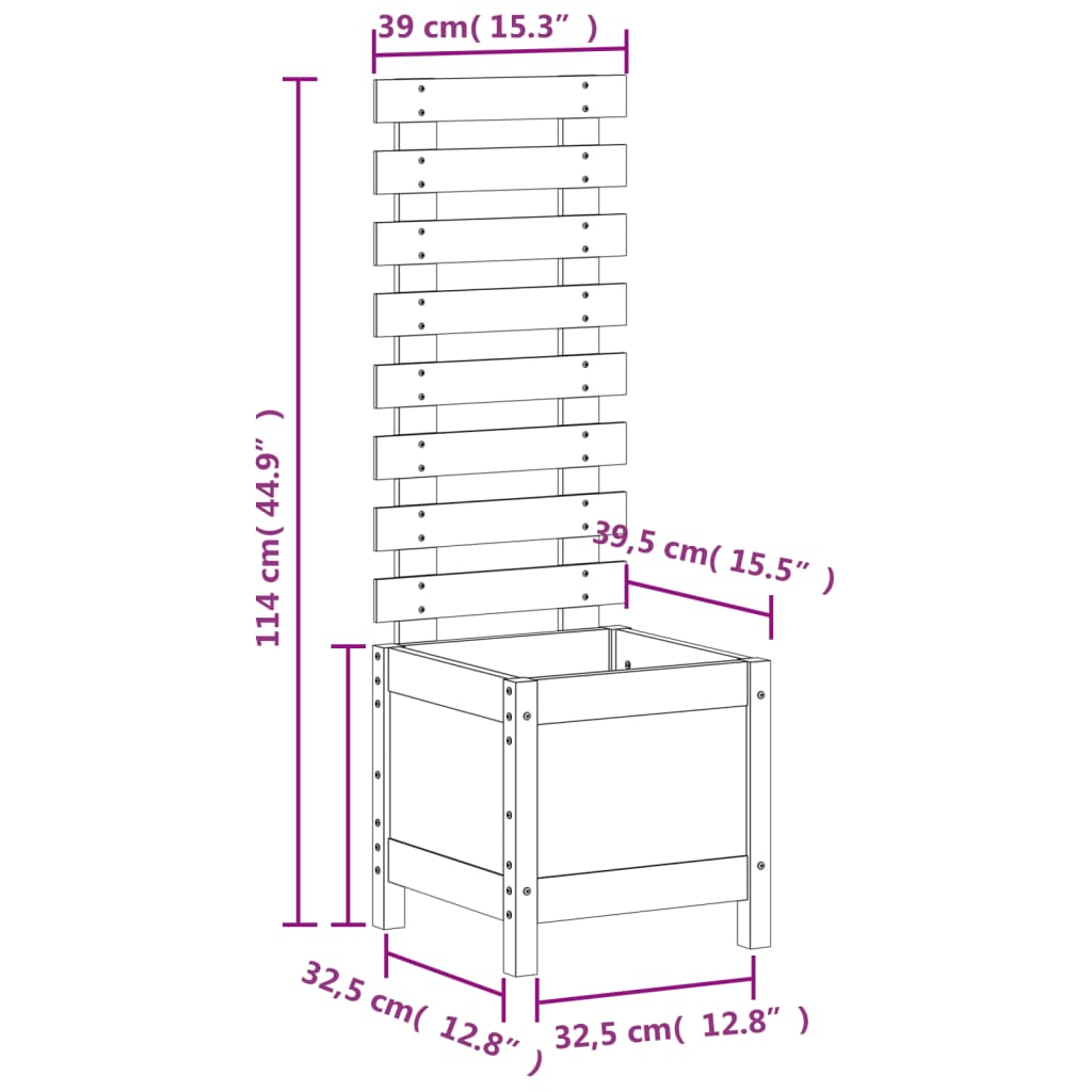 vidaXL Garden Planter with Rack 39x39,5x114 cm Solid Wood Douglas