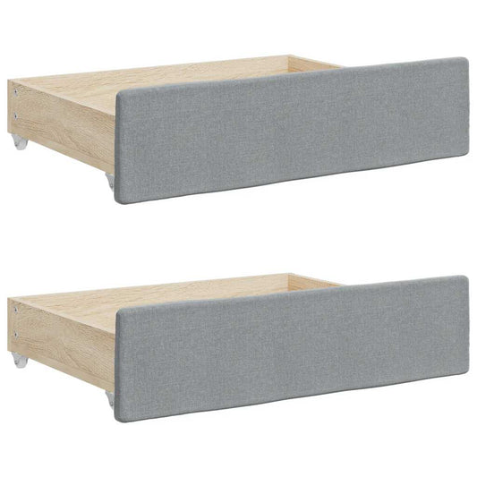 vidaXL Bed Storage Drawers 2 pcs Light Grey Engineered Wood and Fabric
