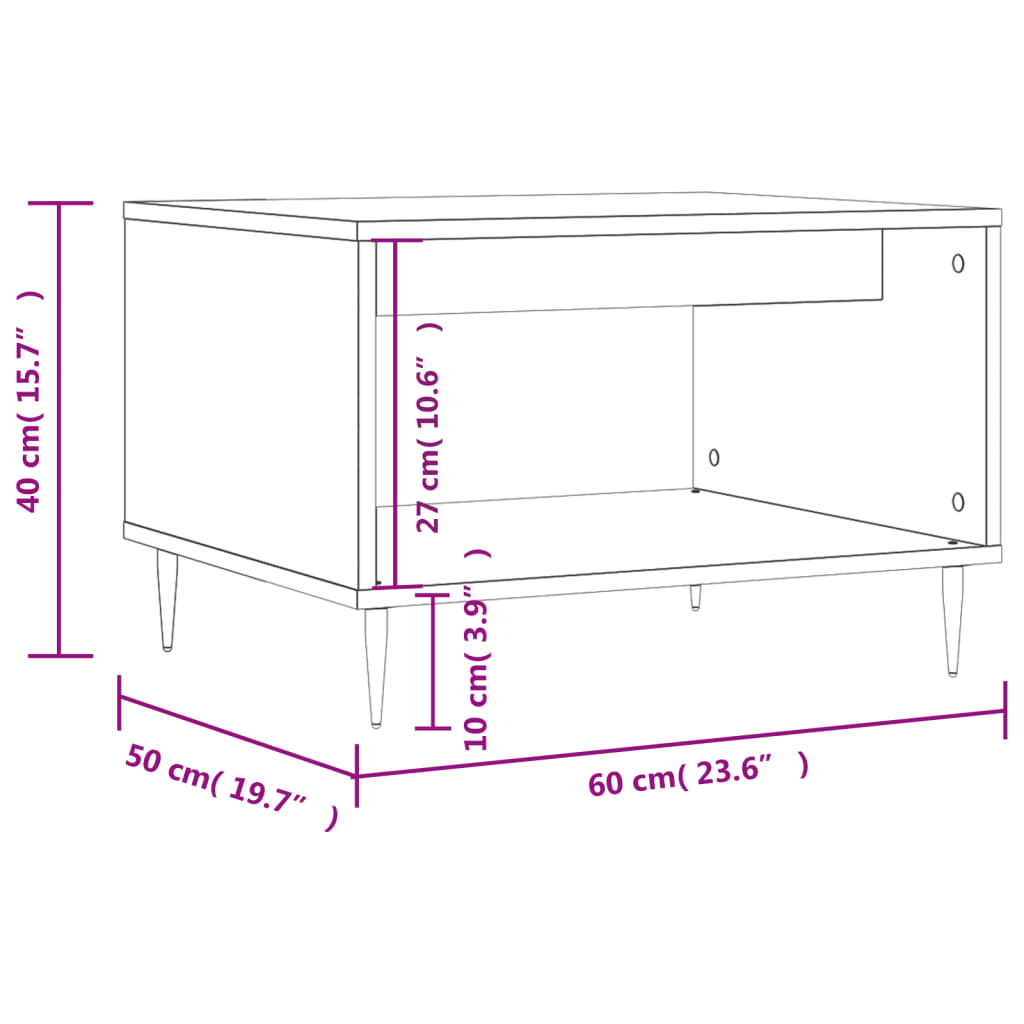 vidaXL Coffee Table Grey Sonoma 60x50x40 cm Engineered Wood