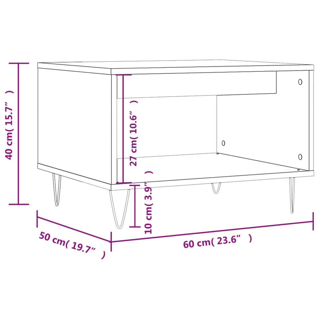 vidaXL Coffee Table Concrete Grey 60x50x40 cm Engineered Wood