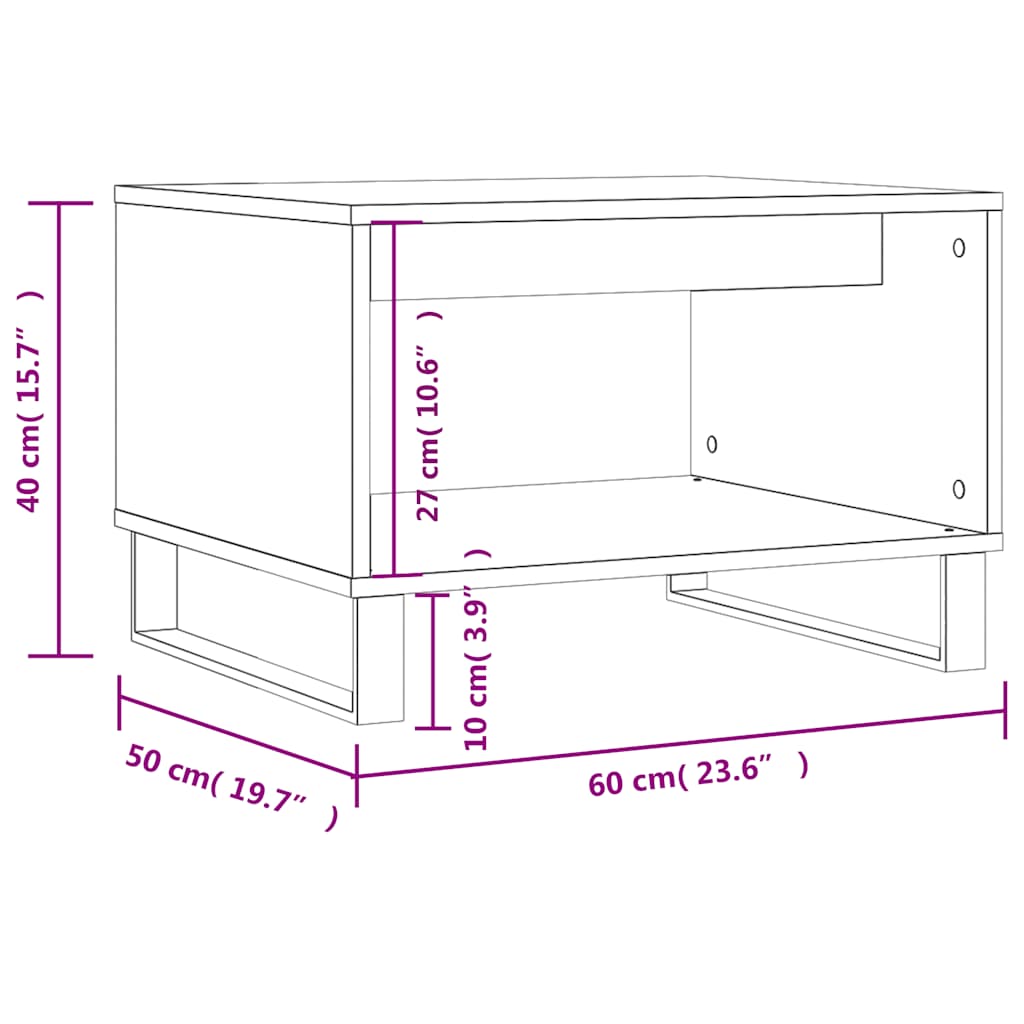 vidaXL Coffee Table Grey Sonoma 60x50x40 cm Engineered Wood