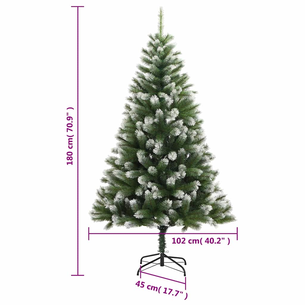 vidaXL Artificial Hinged Christmas Tree with Flocked Snow 180 cm