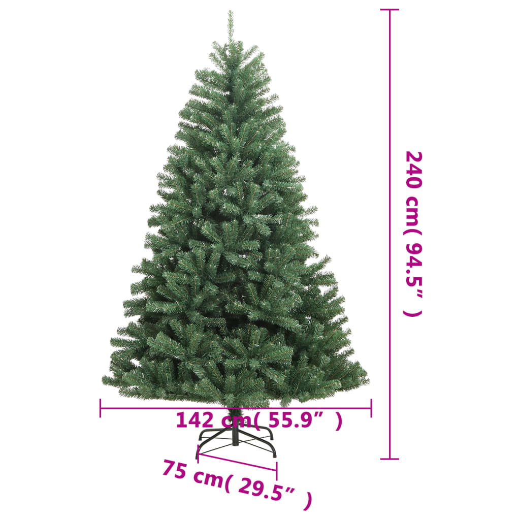 vidaXL Artificial Hinged Christmas Tree with Stand Green 240 cm