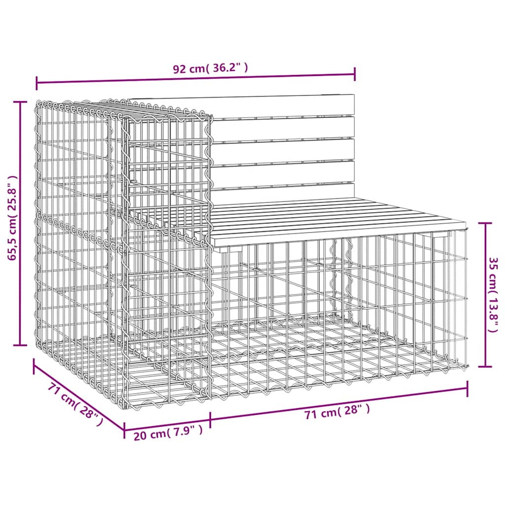 vidaXL Garden Bench Gabion Design 92x71x65,5 cm Solid Wood Douglas
