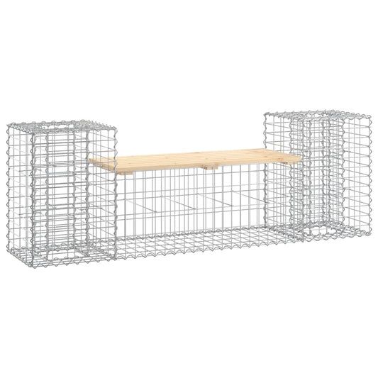 vidaXL Garden Bench Gabion Design 183x41x60,5 cm Solid Wood Pine