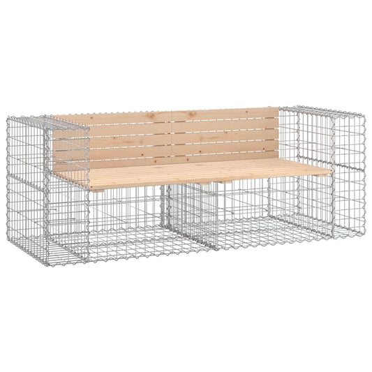 vidaXL Garden Bench Gabion Design 184x71x65,5 cm Solid Wood Pine