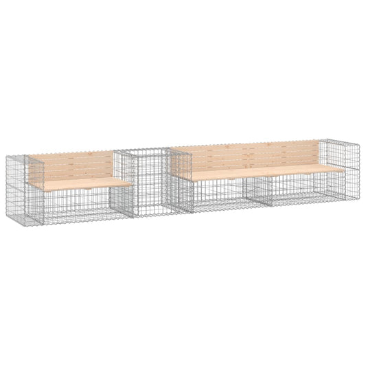 vidaXL Garden Bench with Gabion Basket Solid Wood Pine