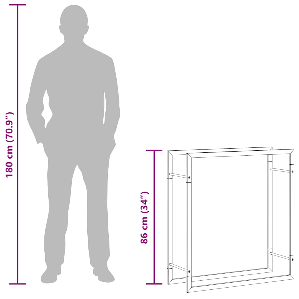vidaXL Firewood Rack 80x28x86 cm Stainless Steel